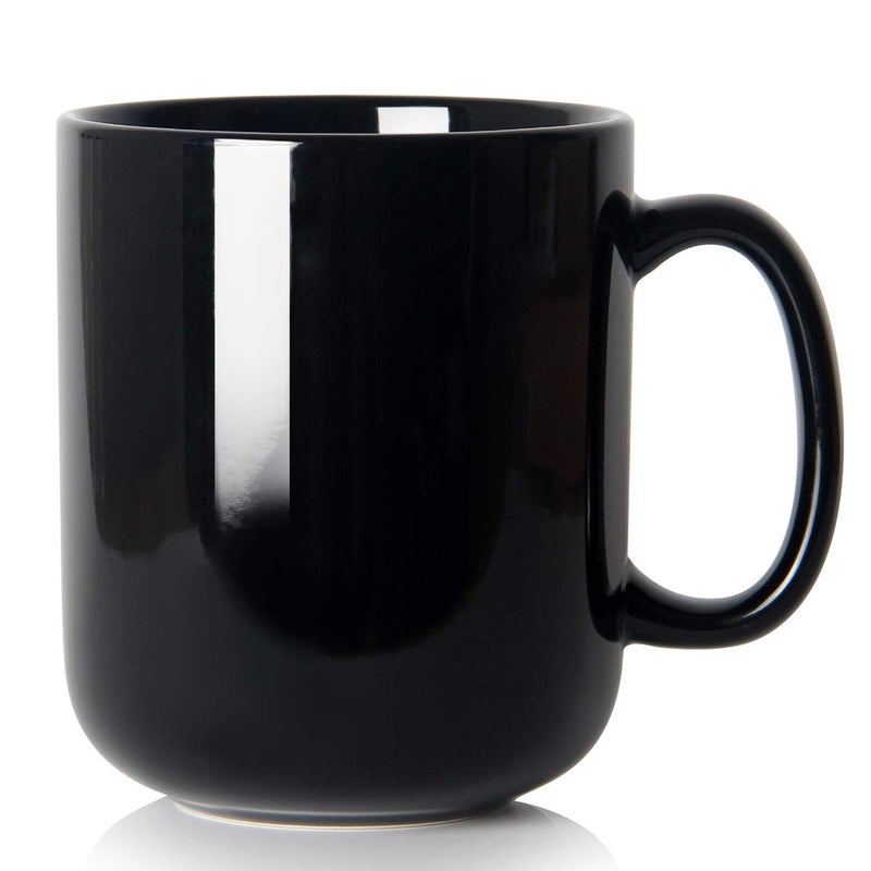 Smilatte 20 OZ Large Coffee Mug, M016 Plain Ceramic Boss Big Tea Cup with Handle for Dad Men, Black - Image 1